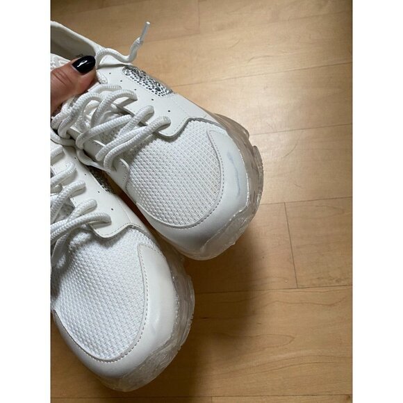 Steve Madden "Vance" white platform Sneaker rhinestone Womens lace up - Picture 5 of 9